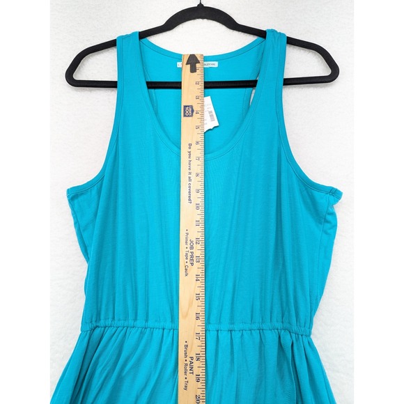 Maurices Turquoise Blue Sleeveless Maxi Dress Wrap Skirt Elastic Waist Size L - Picture 6 of 8